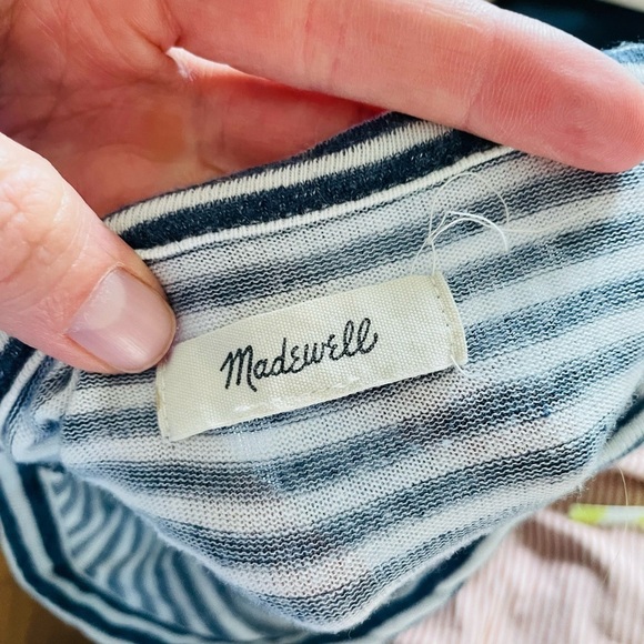 Madewell Navy & White Stripe Side Tie Long Sleeve Top - Picture 6 of 9